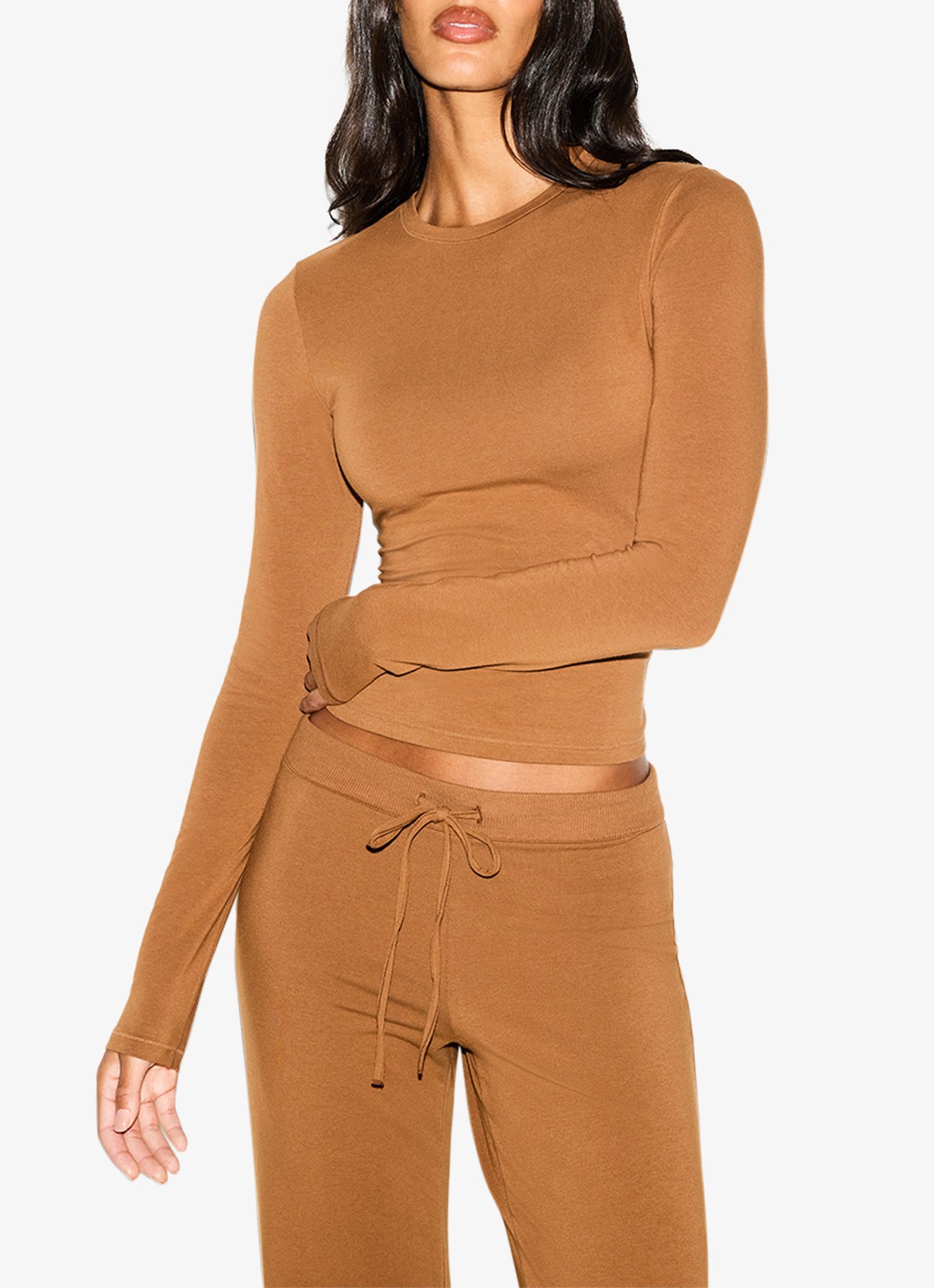 SKIMS Cotton Jersey straight fit loungebroek  - detail 4 chai