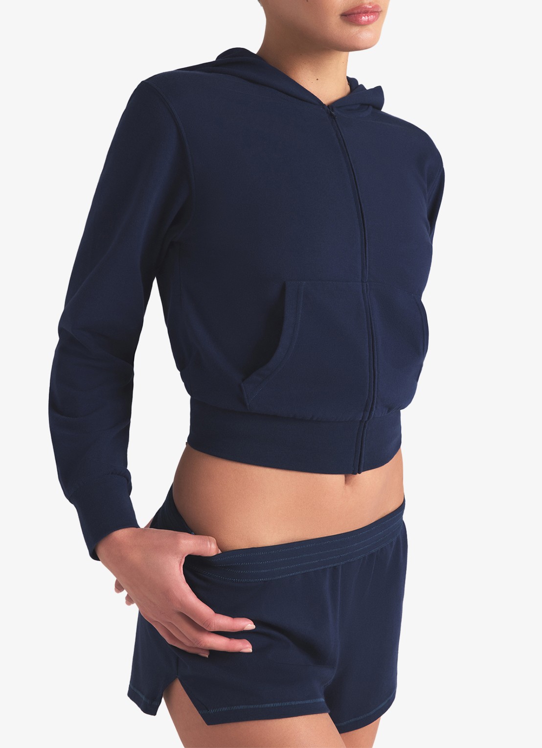 SKIMS Cotton Jersey sweatvest met zakken  - detail 3 donkerblauw