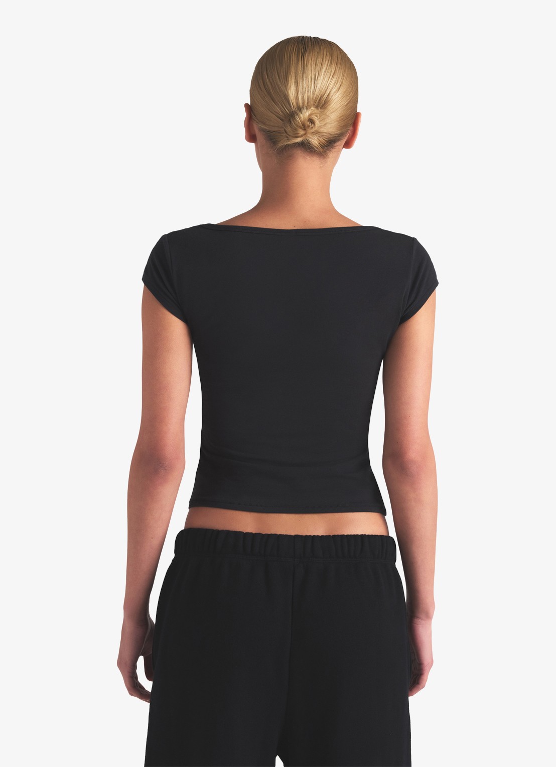 SKIMS Cotton Jersey t-shirt met rechthoekige hals - achterkant zwart