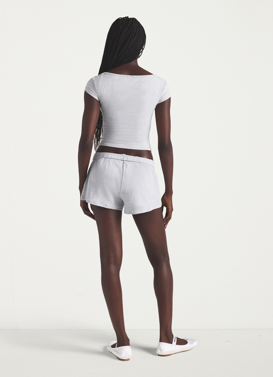 SKIMS Cotton Jersey t-shirt met rechthoekige hals - achterkant lichtgrijs