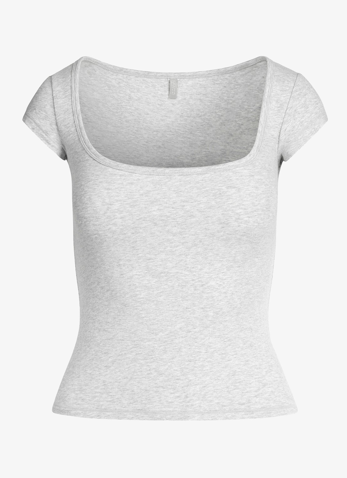 SKIMS Cotton Jersey t-shirt met rechthoekige hals - voorkant 4 lichtgrijs