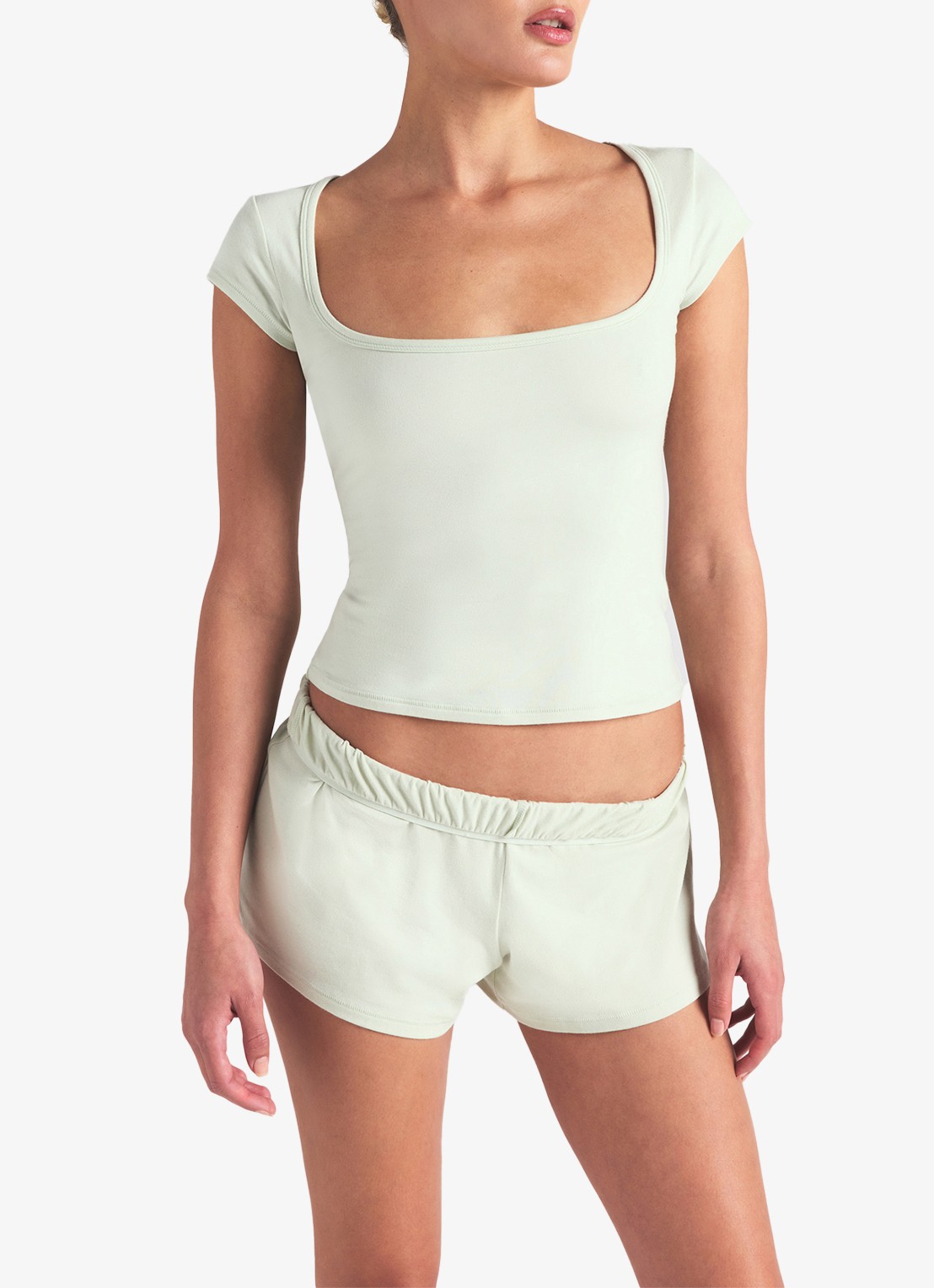 SKIMS Cotton Jersey t-shirt met rechthoekige hals - detail 4 mint