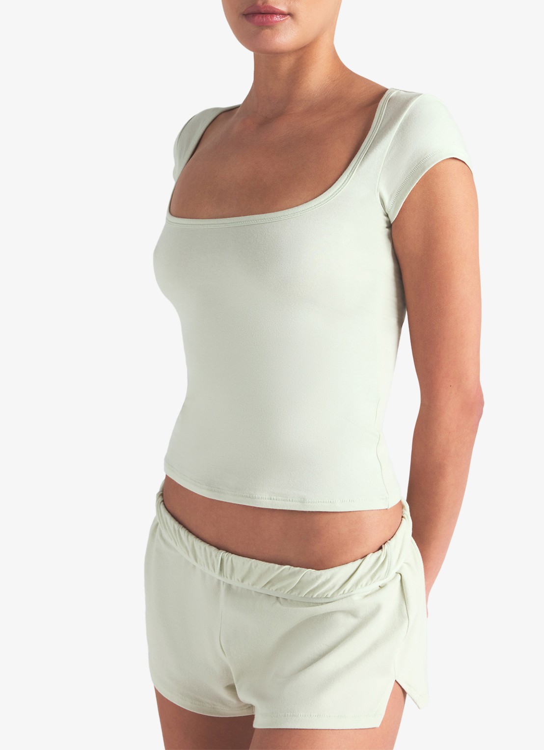 SKIMS Cotton Jersey t-shirt met rechthoekige hals - detail 5 mint