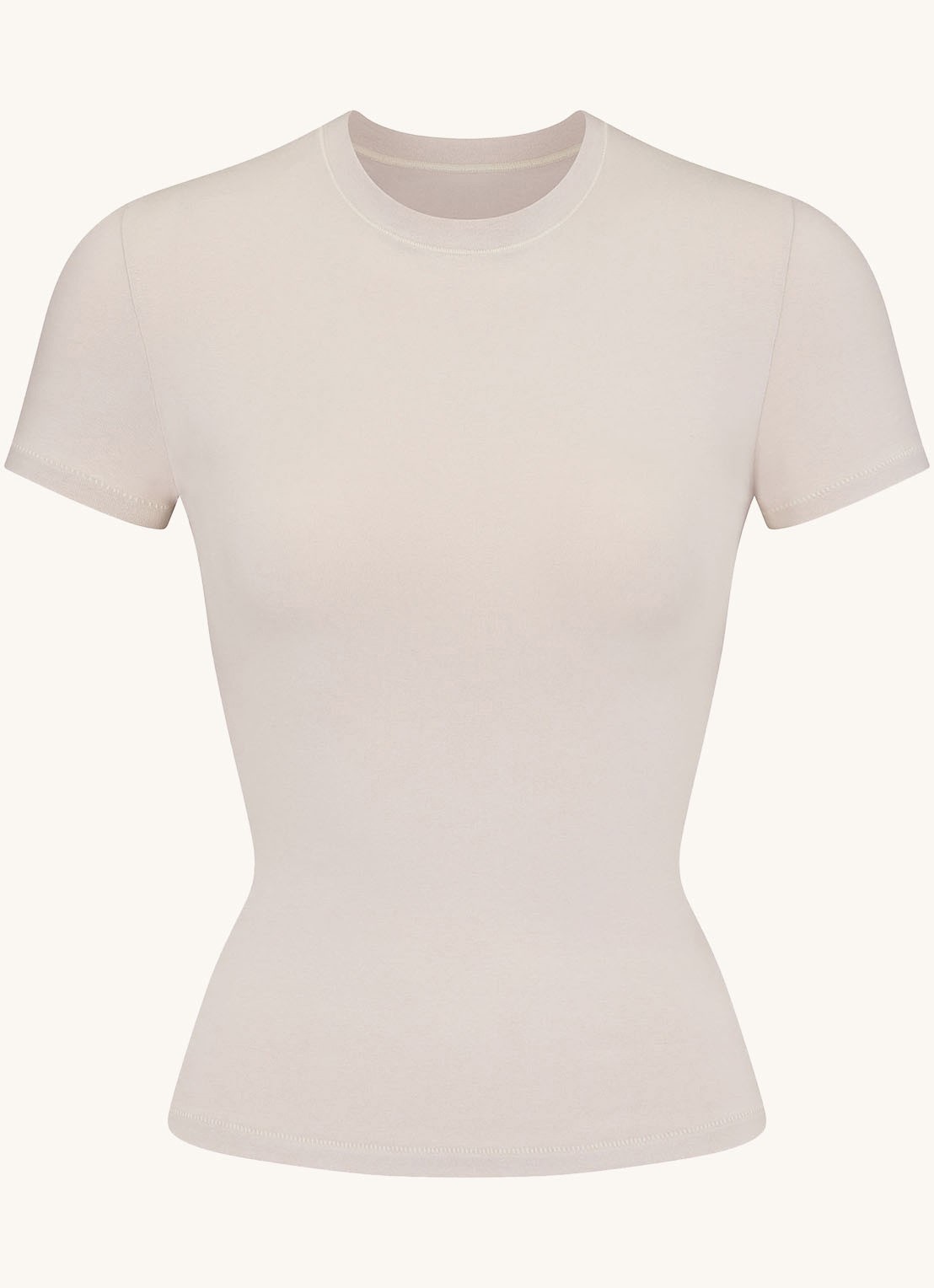 SKIMS Cotton Jersey T-shirt met ronde hals - voorkant 4 beige