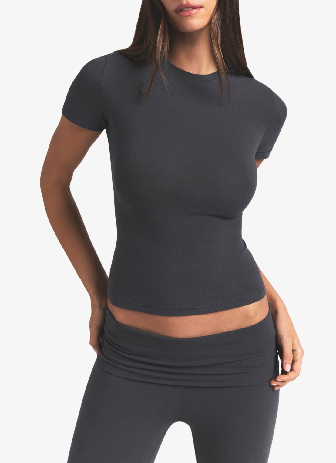 SKIMS Cotton Jersey T-shirt met ronde hals - detail 3 donkergrijs