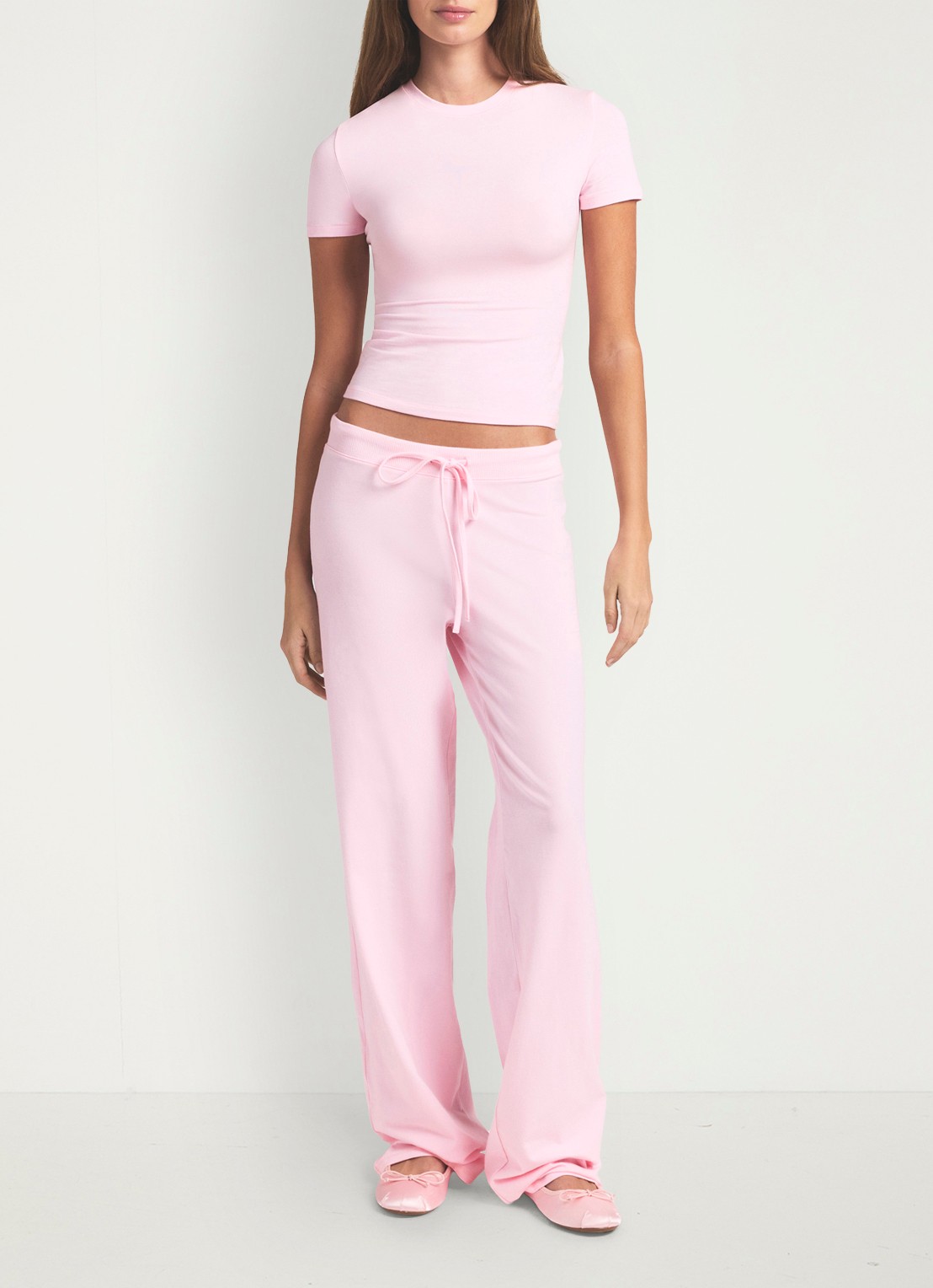 SKIMS Cotton Jersey T-shirt met ronde hals - voorkant 5 roze