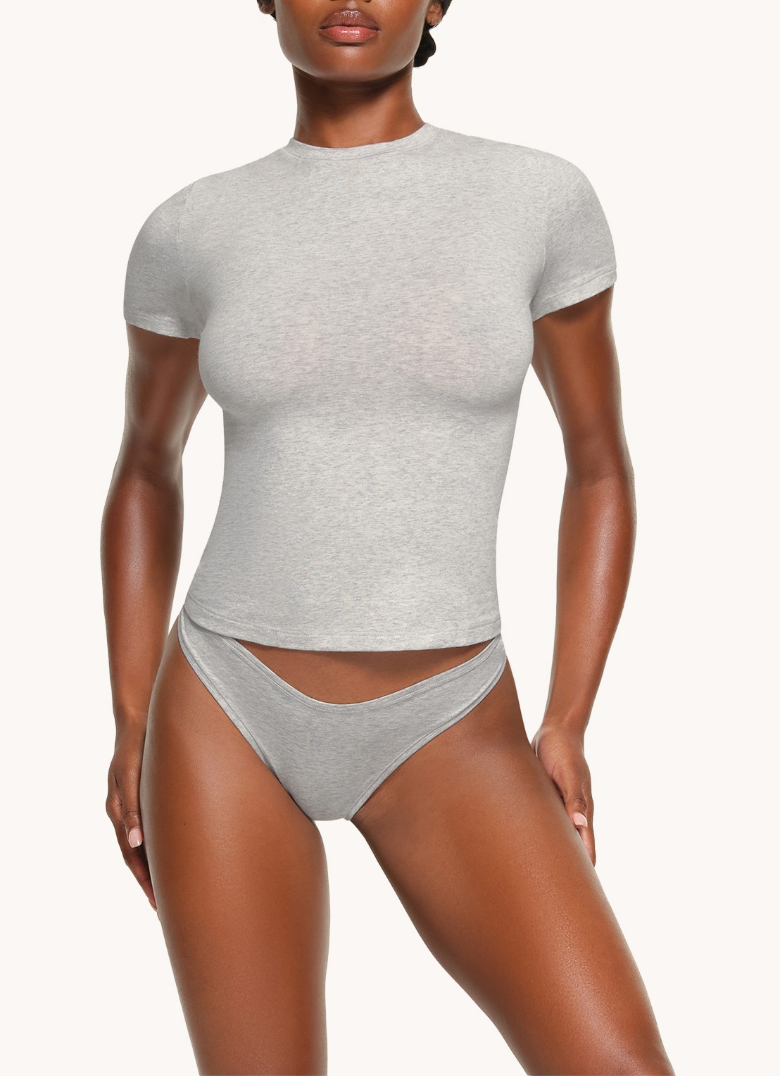SKIMS Cotton Jersey T-shirt van jersey - detail grijsmele