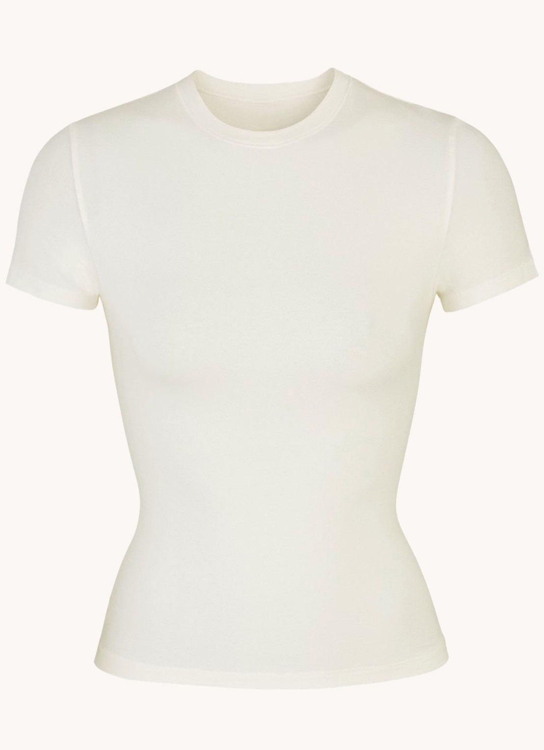 SKIMS Cotton Jersey T-shirt van jersey - voorkant gebroken wit