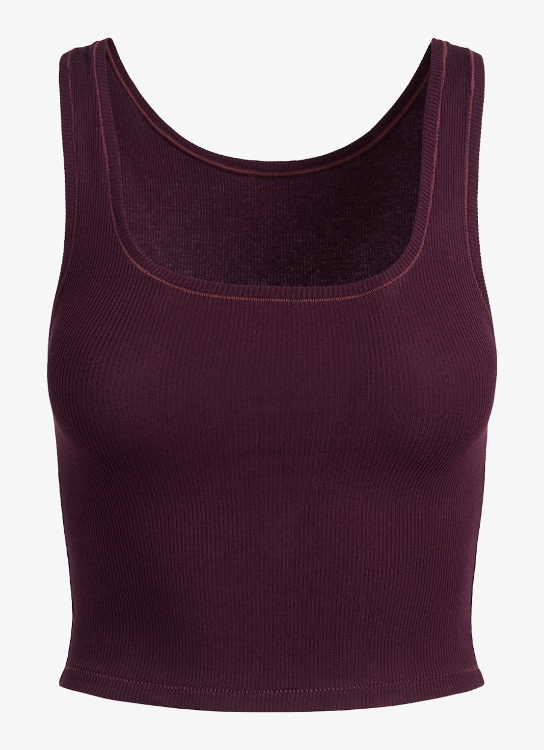 SKIMS Cotton Rib cropped tanktop met rechthoekige hals  - voorkant 3 bordeauxrood