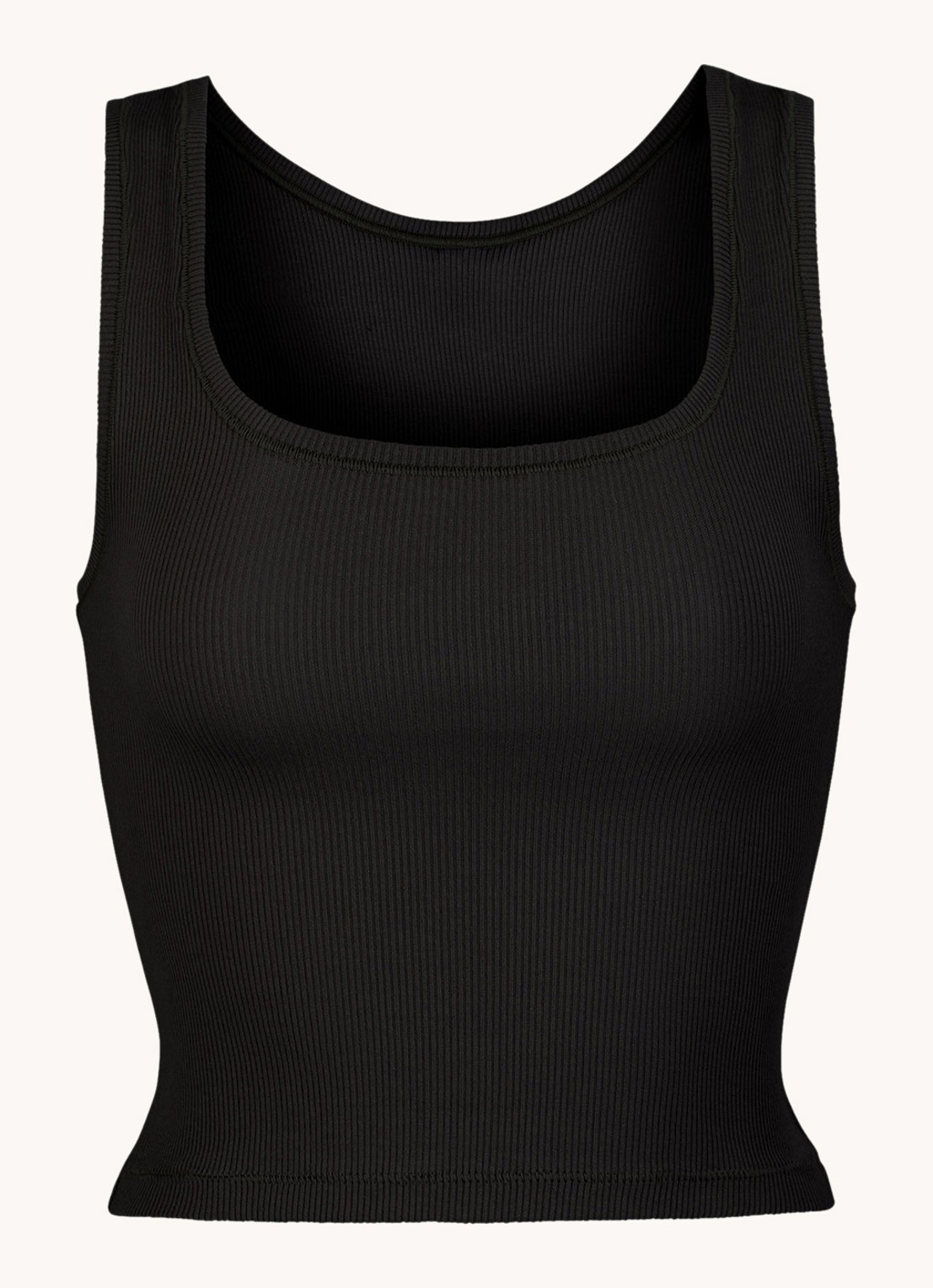 SKIMS Cotton Rib cropped tanktop met ribstructuur - voorkant 4 zwart