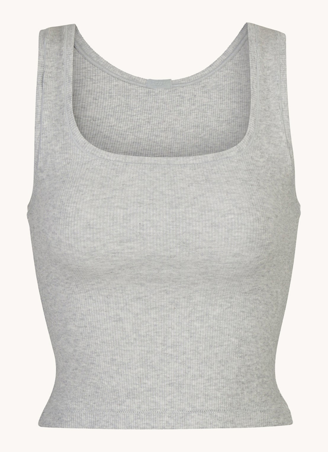 SKIMS Cotton Rib cropped tanktop met ribstructuur - voorkant lichtgrijs