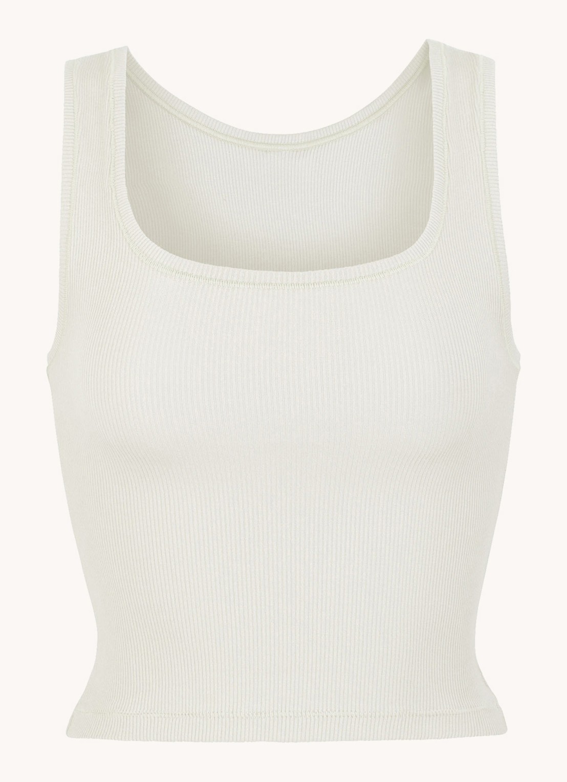 SKIMS Cotton Rib cropped tanktop met ribstructuur - voorkant creme