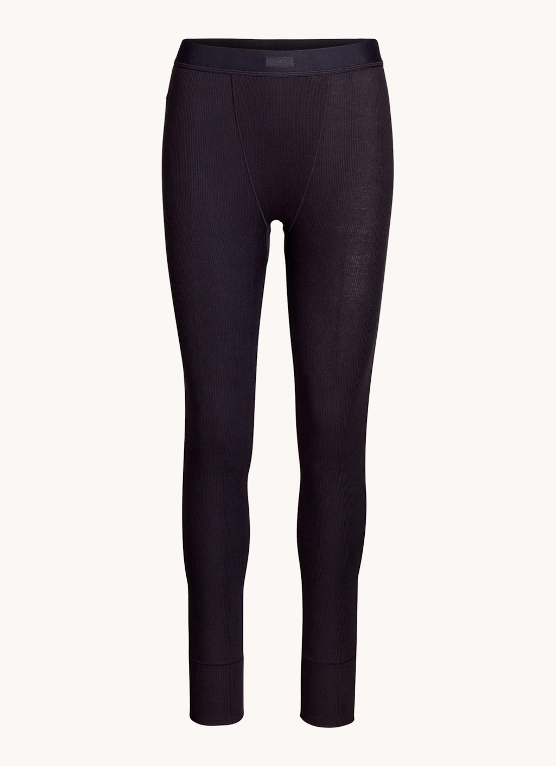 SKIMS Cotton Rib high waist loungebroek met ribstructuur - voorkant 4 zwart