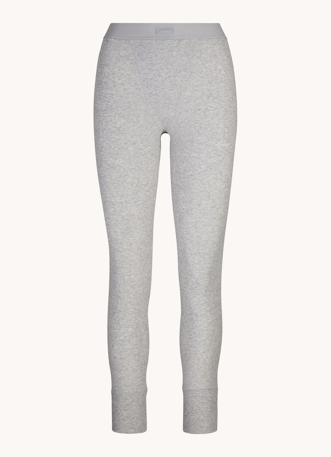 SKIMS Cotton Rib high waist loungebroek met ribstructuur - voorkant 2 grijsmele