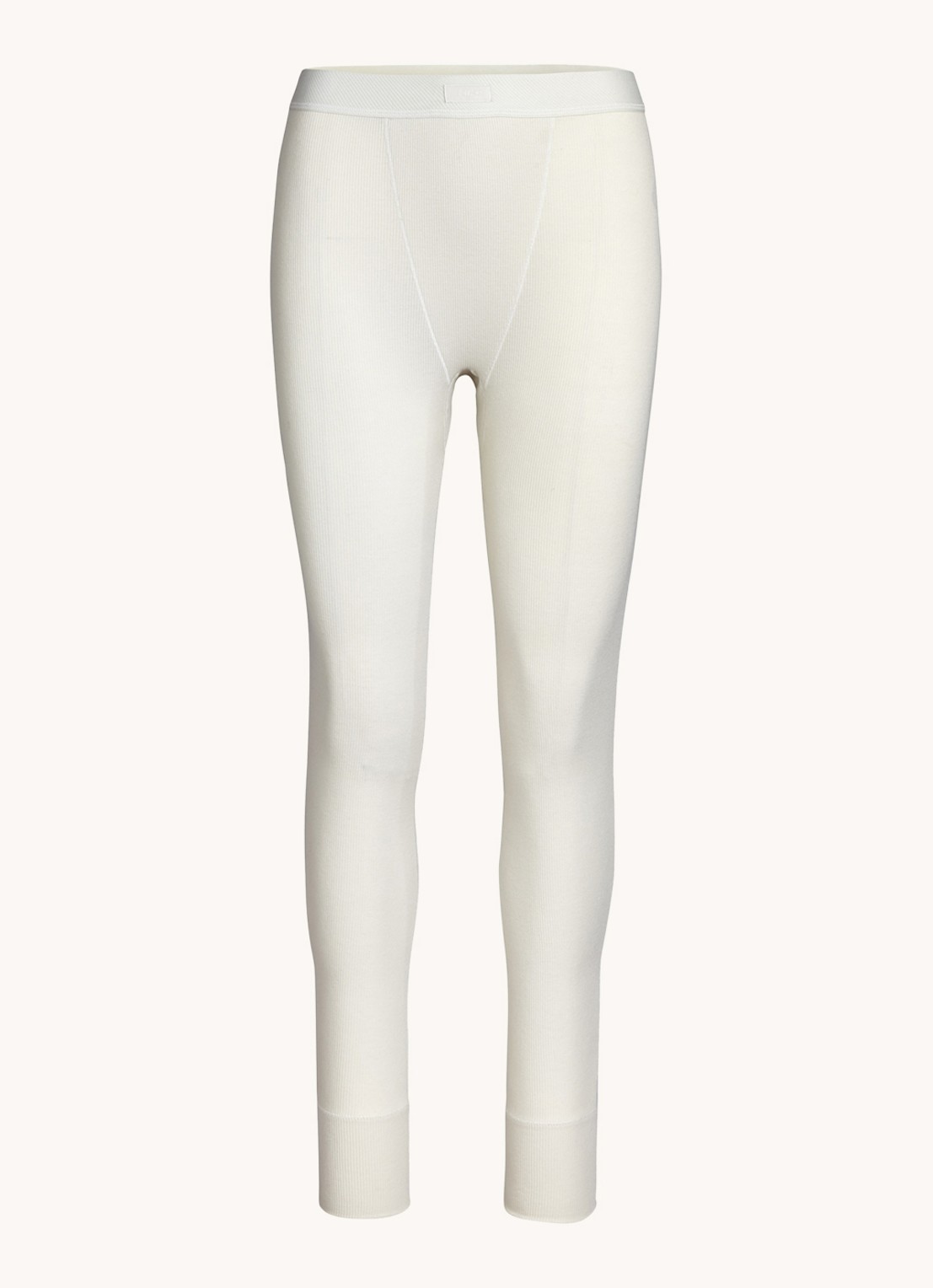 SKIMS Cotton Rib high waist loungebroek met ribstructuur - voorkant gebroken wit