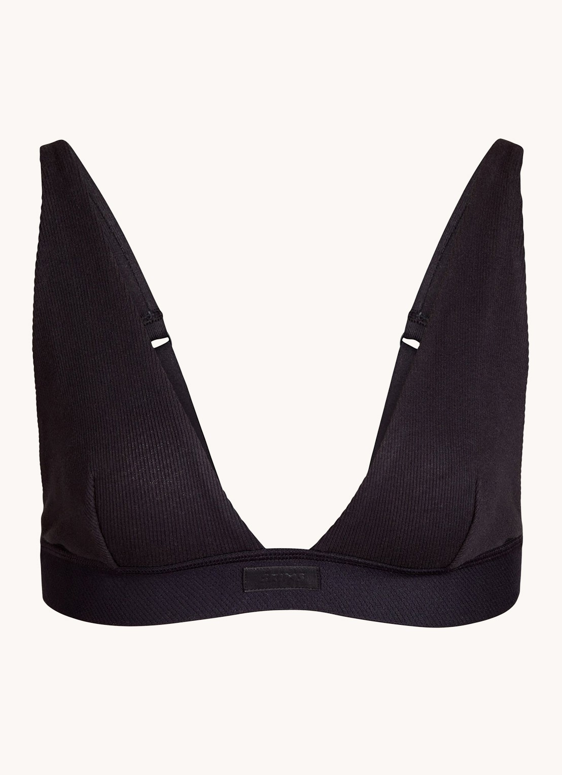 SKIMS Cotton Rib plunge bralette met ribstructuur - voorkant 2 zwart