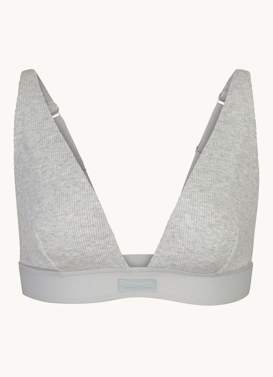 SKIMS Cotton Rib plunge bralette met ribstructuur - voorkant 4 grijsmele