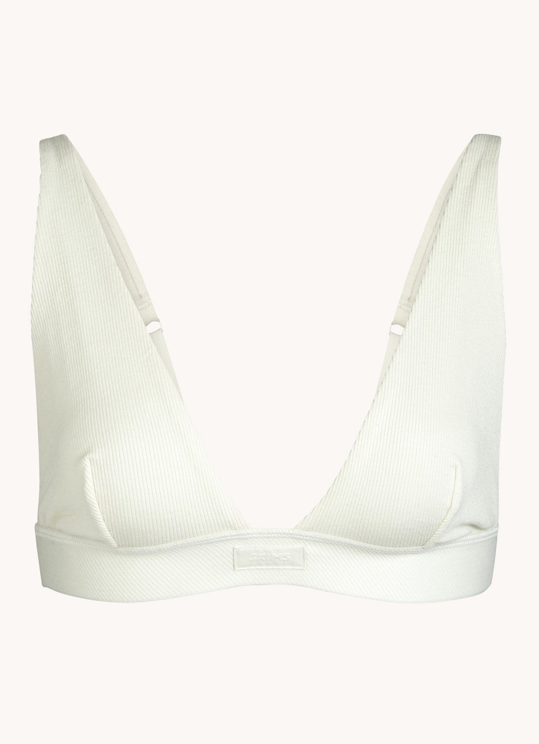 SKIMS Cotton Rib plunge bralette met ribstructuur - voorkant gebroken wit