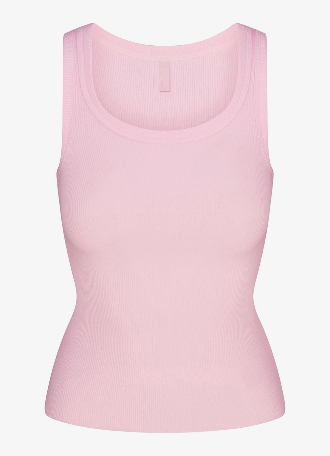 SKIMS Cotton Rib tanktop met ronde hals - voorkant 4 cherry blossom