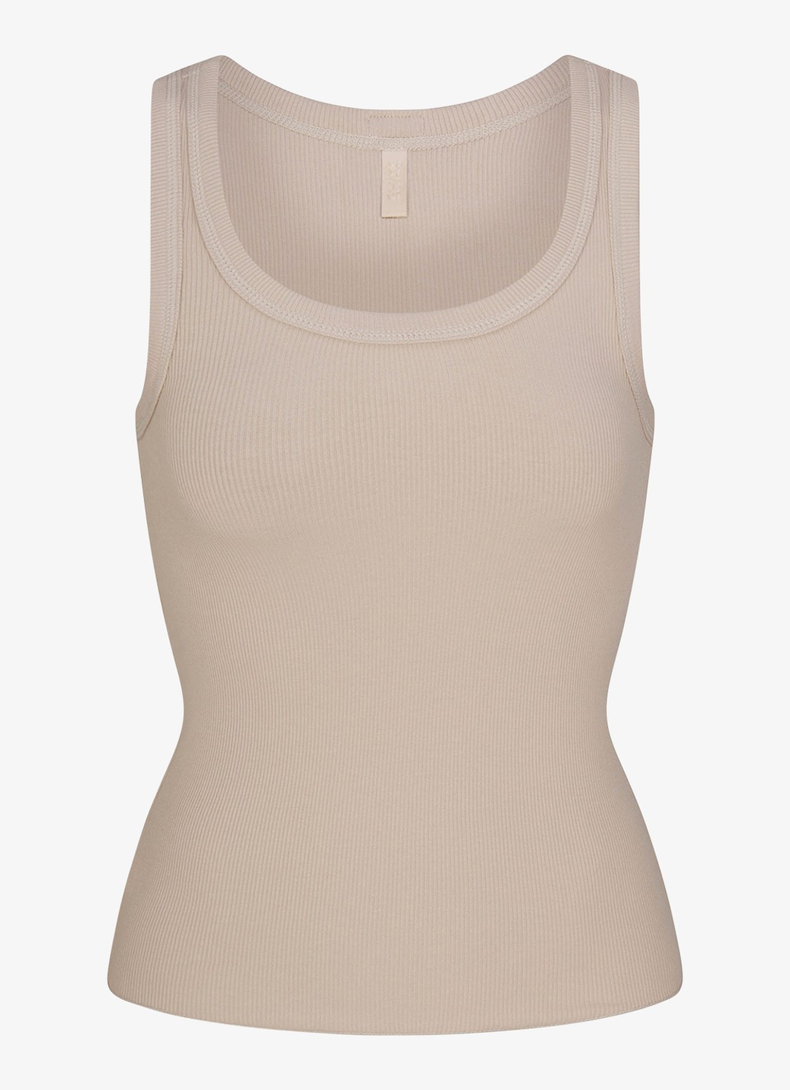 SKIMS Cotton Rib tanktop met ronde hals - voorkant 2 lichtgrijs
