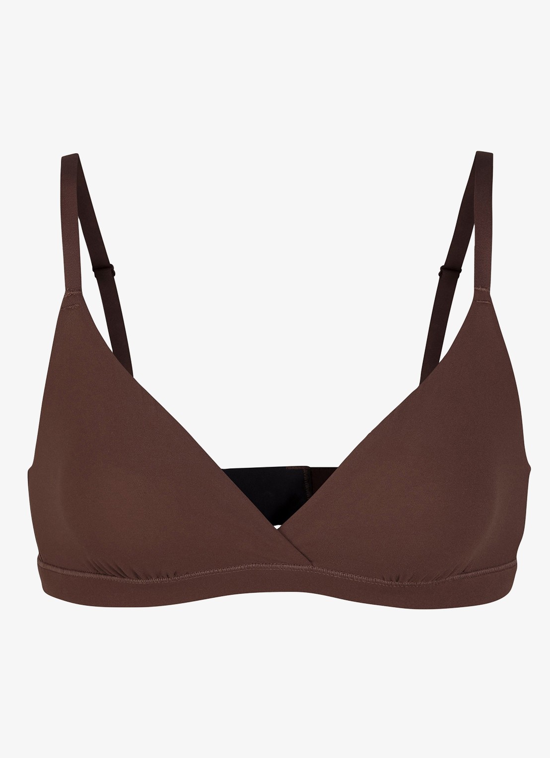 SKIMS Fits Everybody Crossover bralette zonder vulling - voorkant 2 chocoladebruin