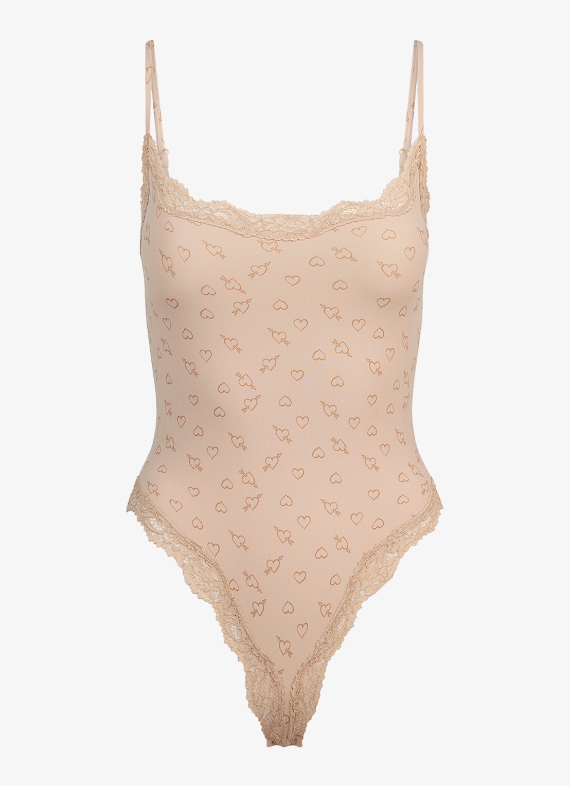 SKIMS Fits Everybody Lace body met print en kant - voorkant 2 mica sketched hearts