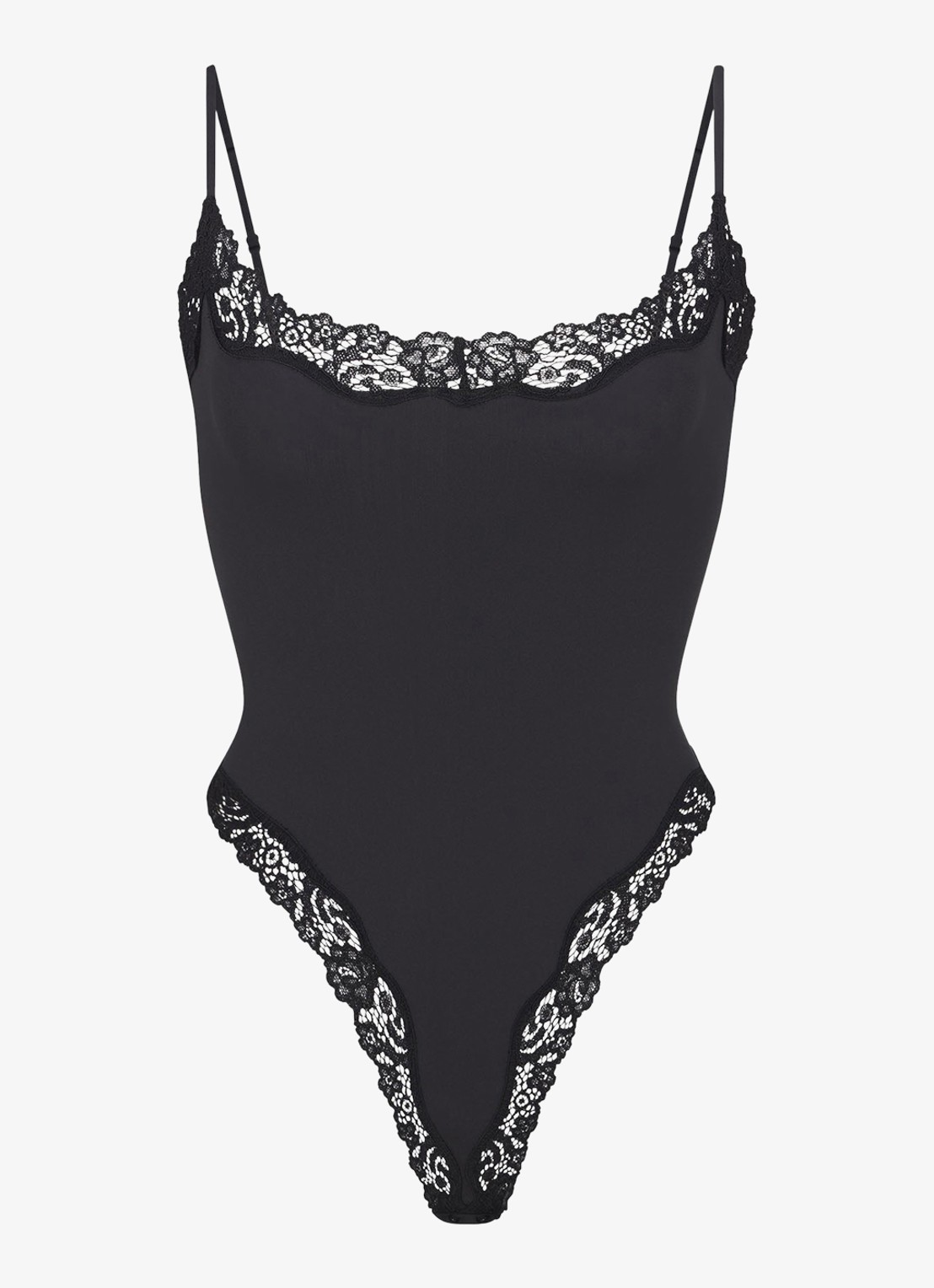 SKIMS Fits Everybody Lace stringbody  - voorkant 2 zwart