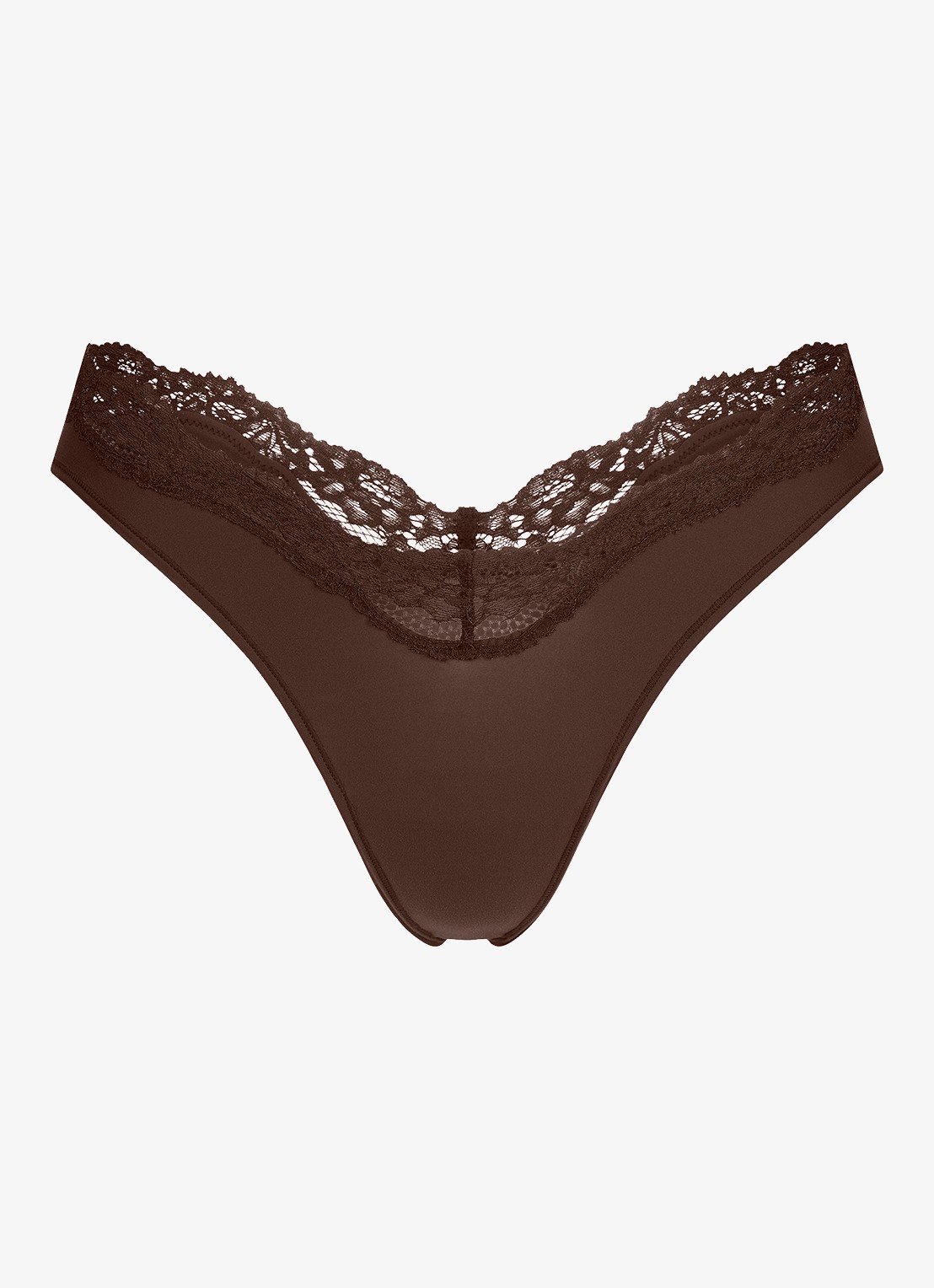 SKIMS Fits Everybody Lace tanga met kant - voorkant 2 bruin