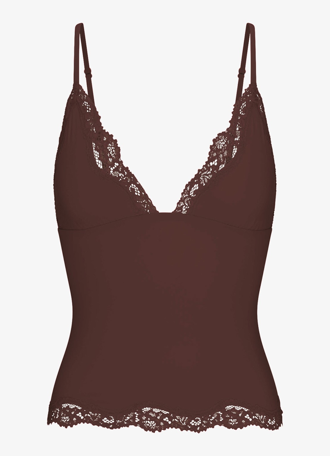 SKIMS Fits Everybody Lace top met kant - voorkant 3 bruin