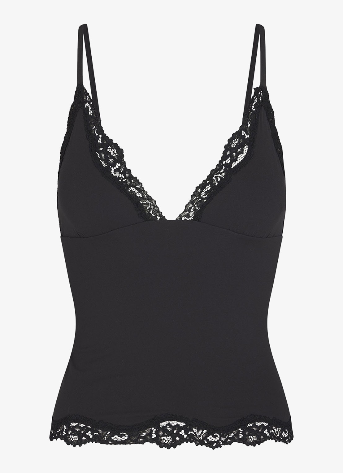 SKIMS Fits Everybody Lace top met kant - voorkant zwart
