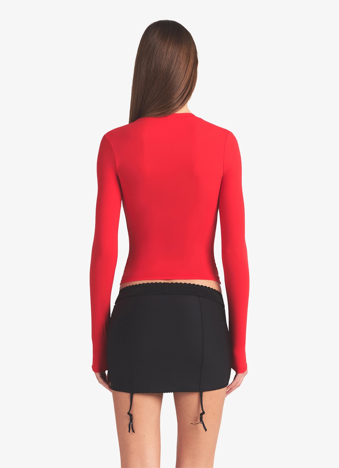 SKIMS Fits Everybody longsleeve met ronde hals - achterkant cherry