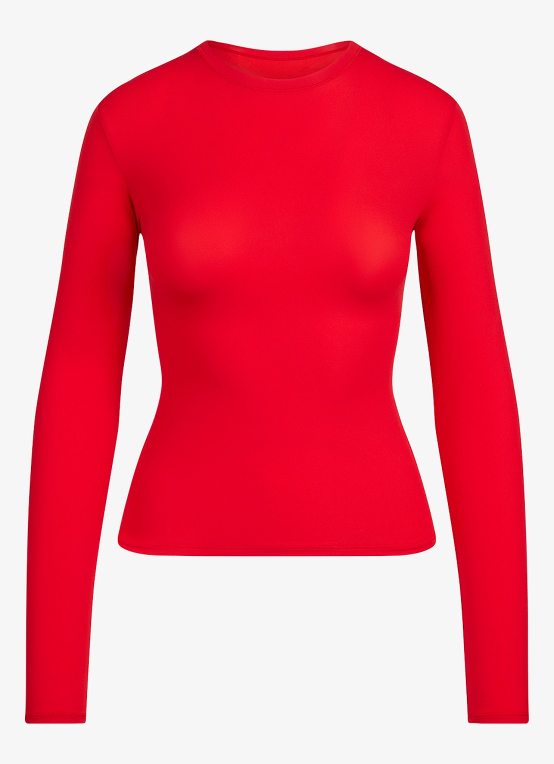 SKIMS Fits Everybody longsleeve met ronde hals - voorkant 2 cherry