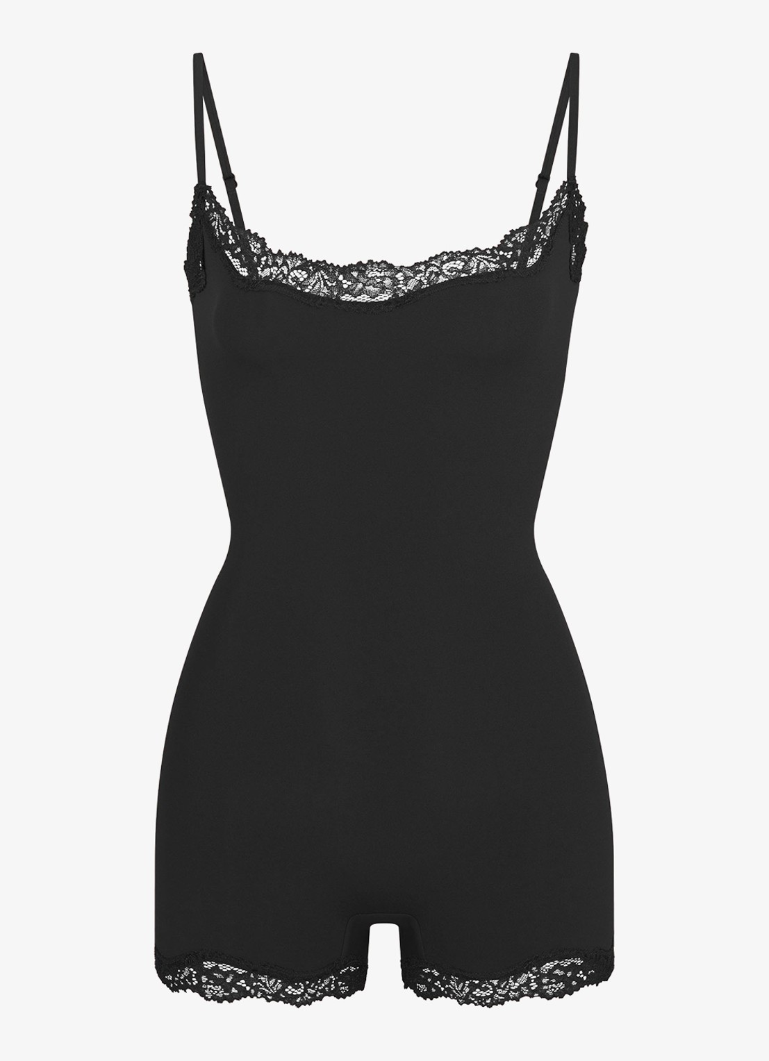 SKIMS Fits Everybody playsuit met details van kant - voorkant 2 zwart
