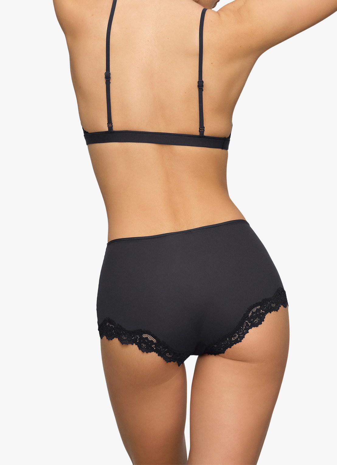 SKIMS Fits Everybody shorty met details van kant - achterkant zwart
