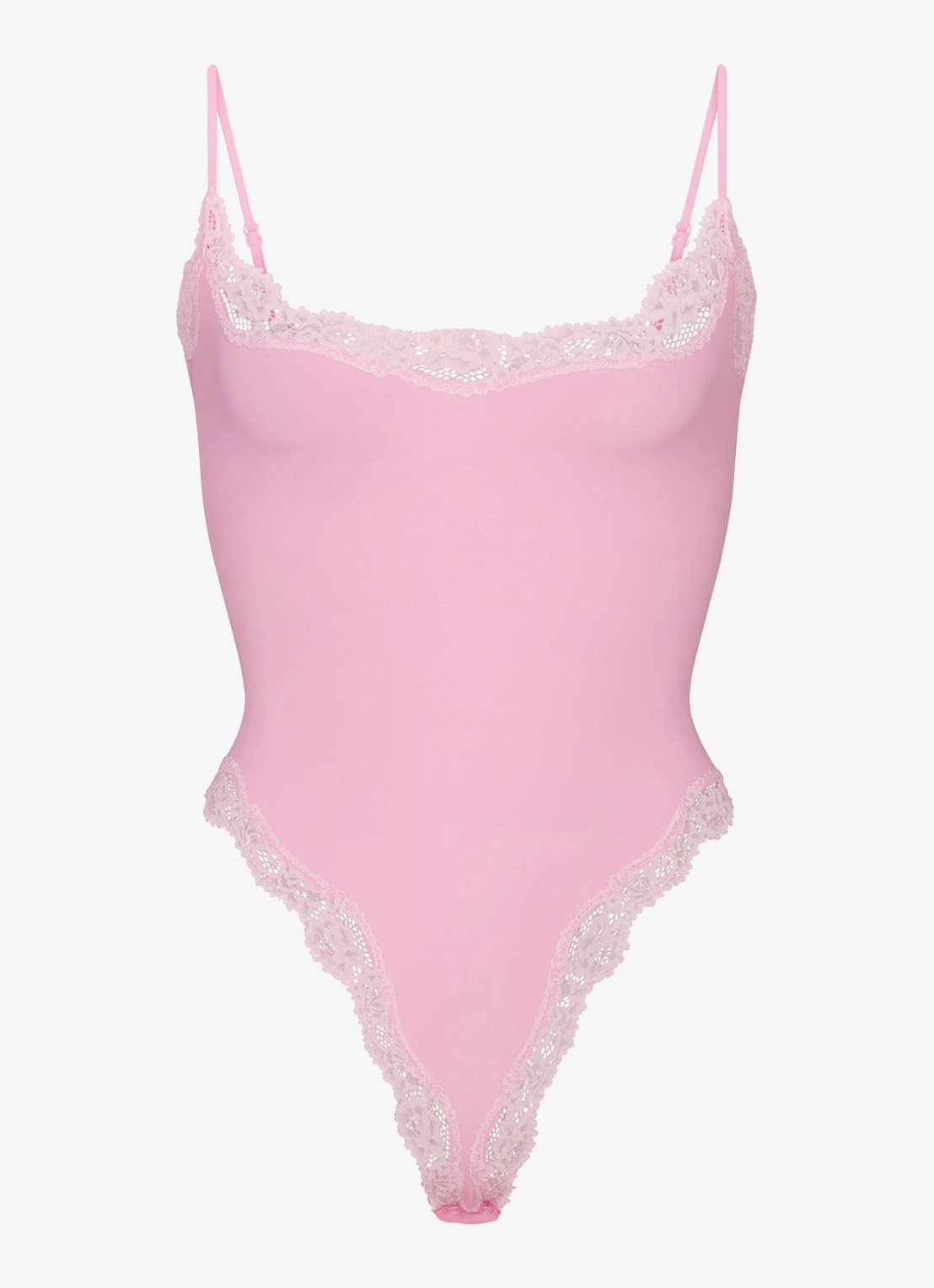 SKIMS Fits Everybody stringbody met details van kant  - voorkant 3 roze