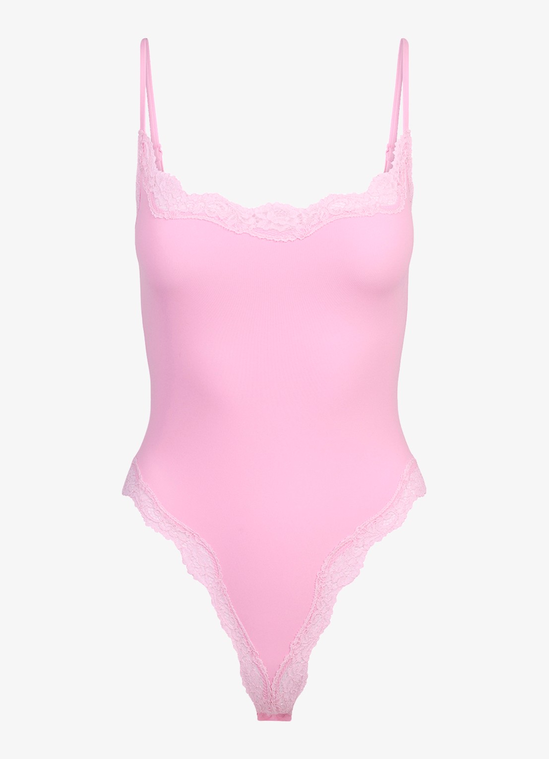 SKIMS Fits Everybody stringbody met details van kant  - voorkant 5 roze