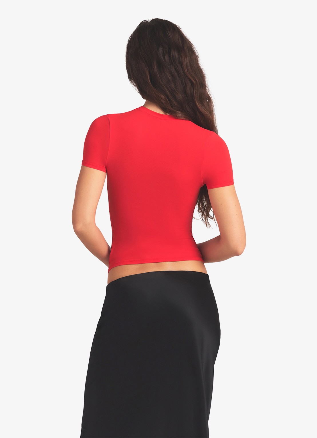 SKIMS Fits Everybody T-shirt met ronde hals - achterkant cherry
