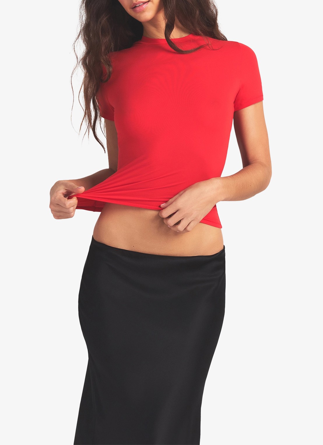 SKIMS Fits Everybody T-shirt met ronde hals - detail 4 cherry
