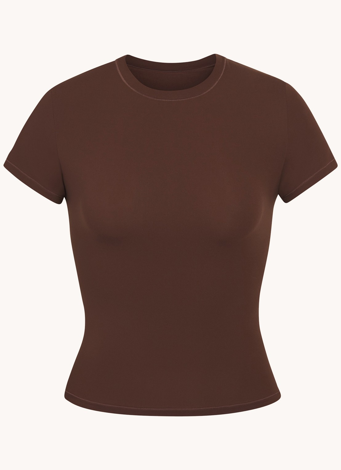 SKIMS Fits Everybody T-shirt met ronde hals - voorkant chocoladebruin