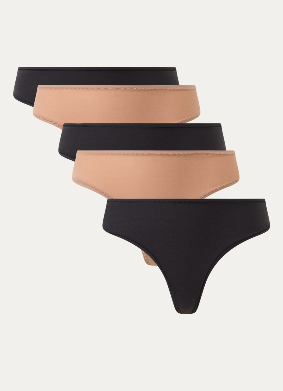 SKIMS  Fits Everybody tanga in 5-pack - voorkant beige