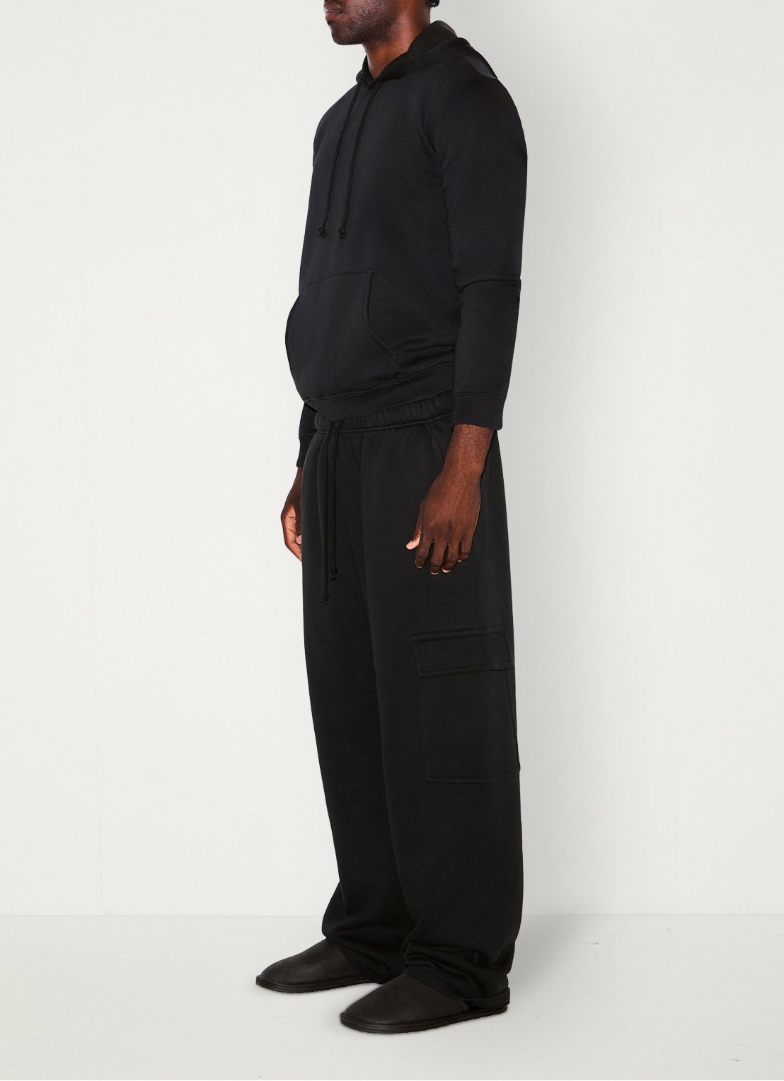 SKIMS Fleece Lounge hoodie met kangoeroezak  - detail 5 zwart
