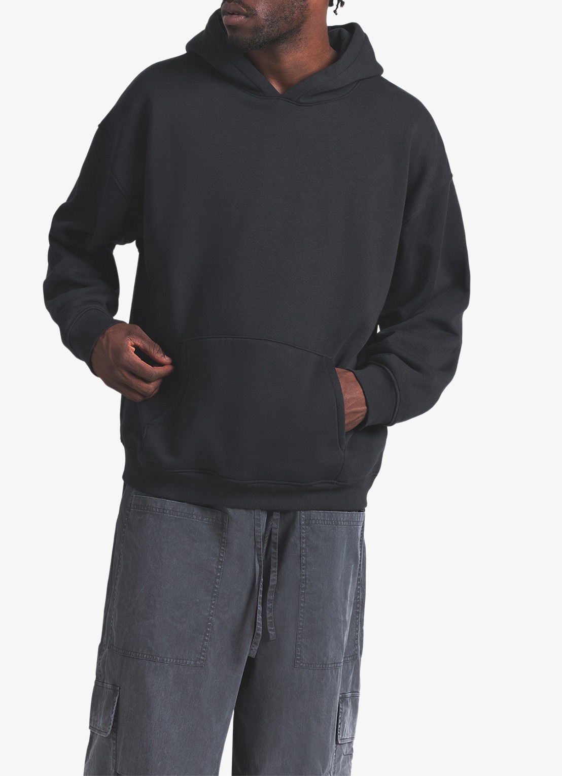 SKIMS Fleece Lounge hoodie met kangoeroezak - detail 4 washed onyx