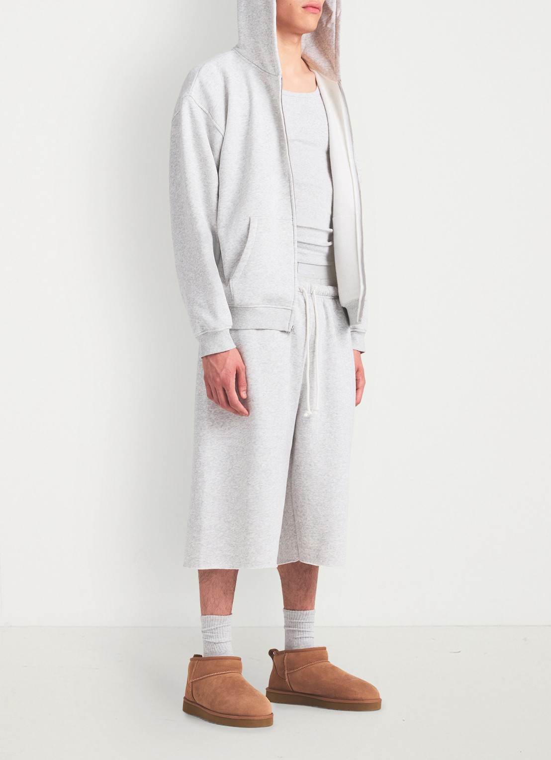 SKIMS Fleece Lounge joggingsbroek met steekzakken  - detail 3 light heather grey