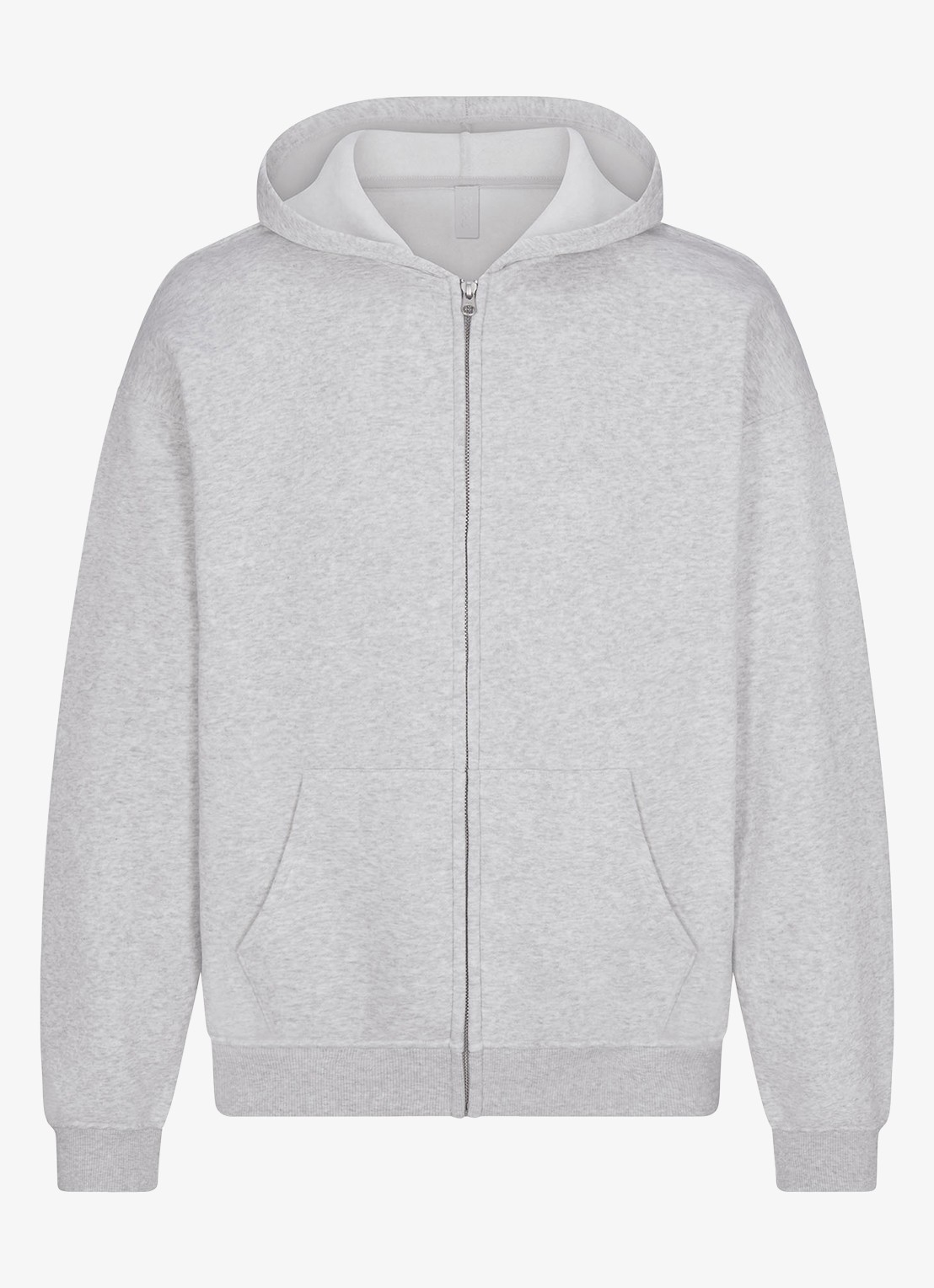 SKIMS Fleece Lounge vest met capuchon - voorkant 2 light heather grey
