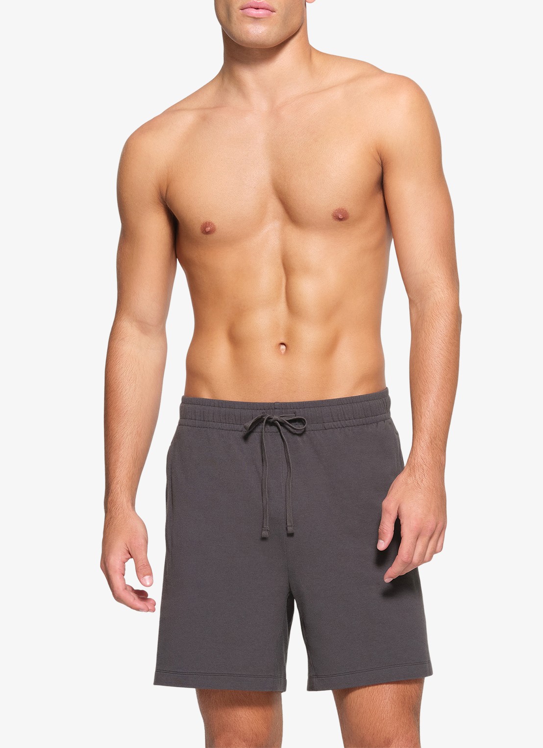 SKIMS Jersey Lounge straight fit korte jogginsbroek  - voorkant 2 antraciet