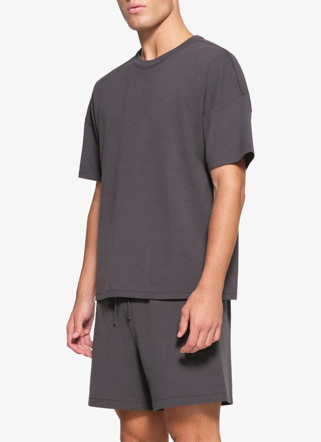 SKIMS Jersey Lounge T-shirt met ronde hals - detail antraciet