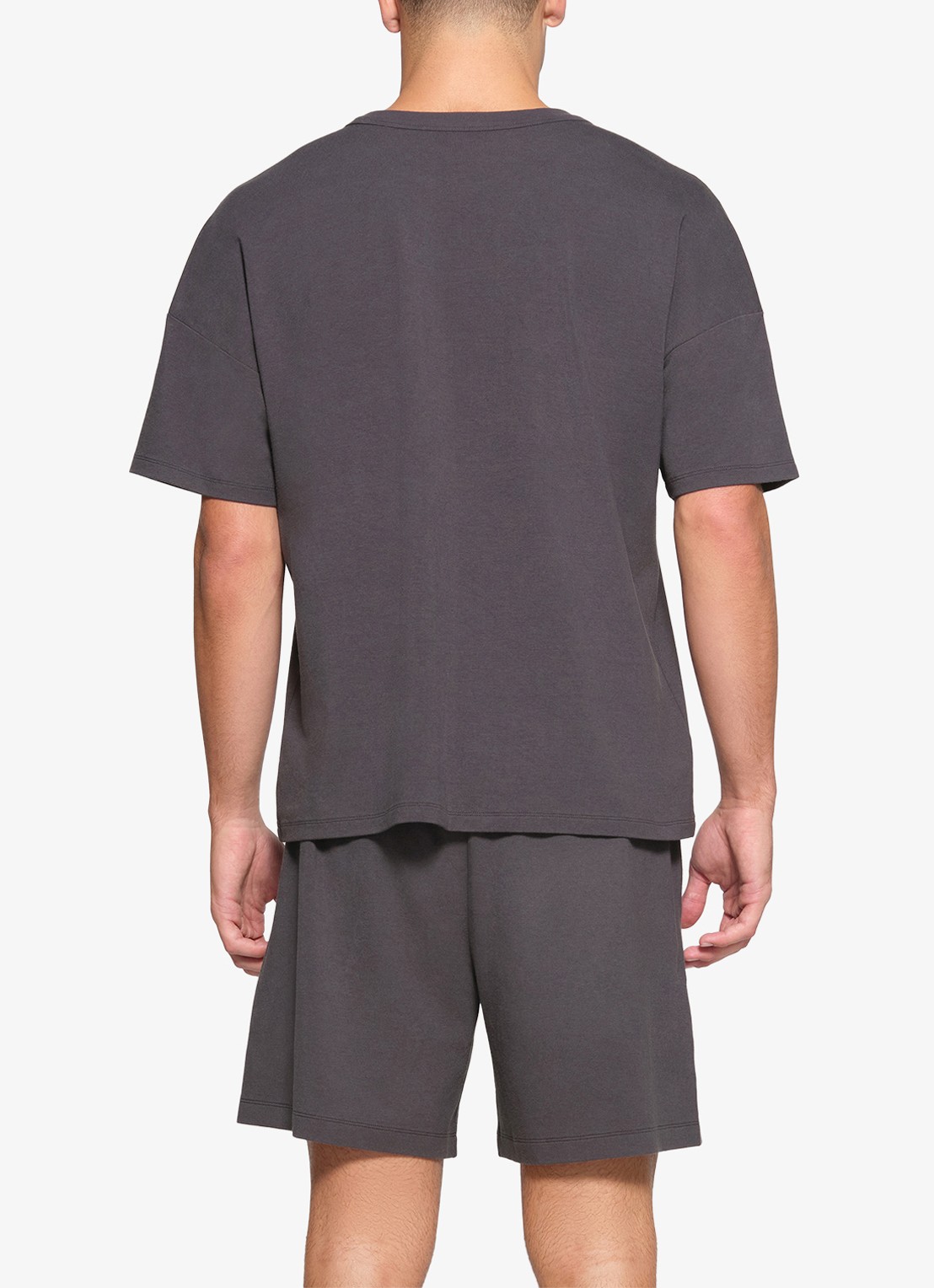 SKIMS Jersey Lounge T-shirt met ronde hals - achterkant donkerbruin