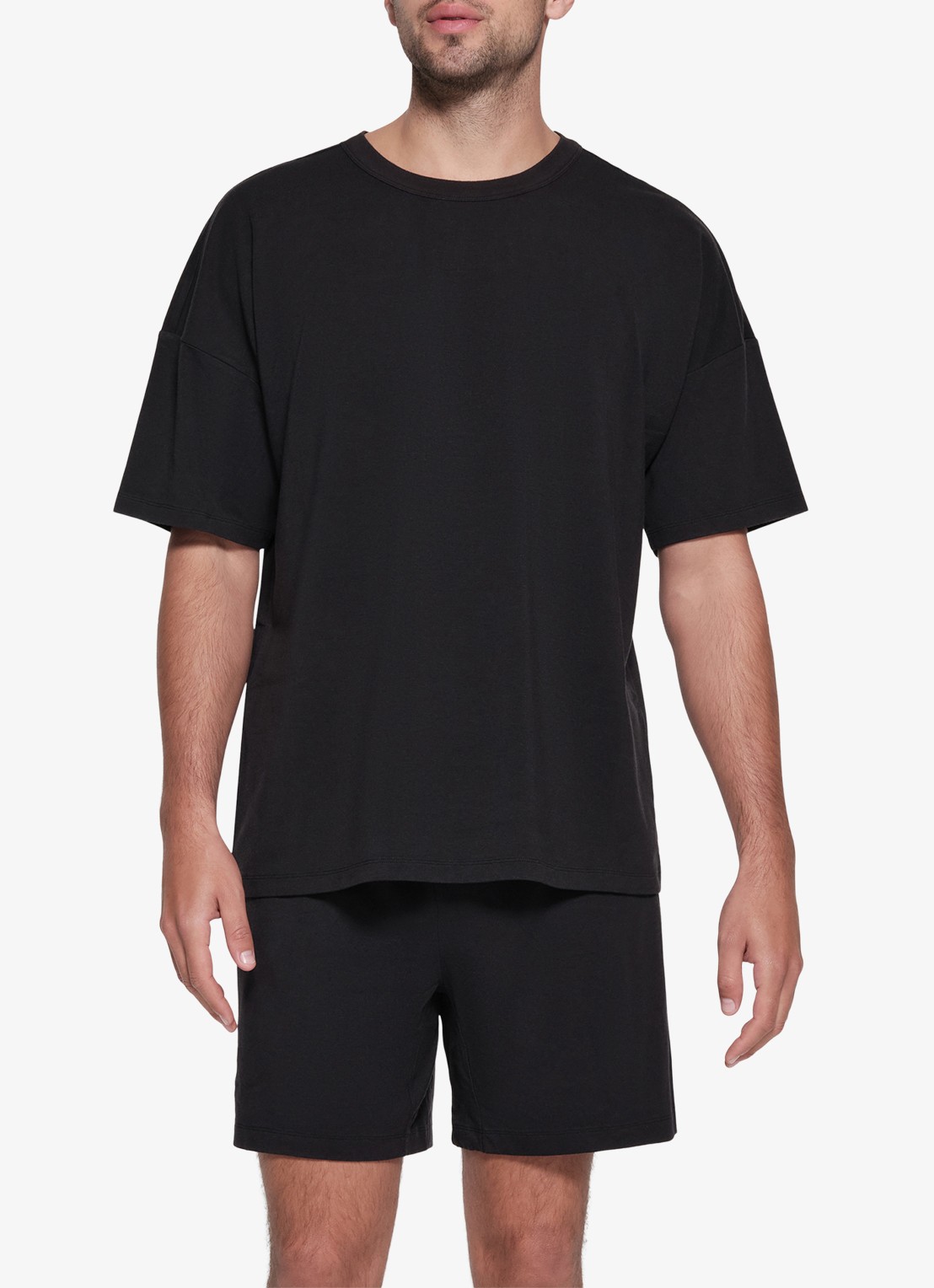 SKIMS Jersey Lounge T-shirt met ronde hals - detail 3 zwart