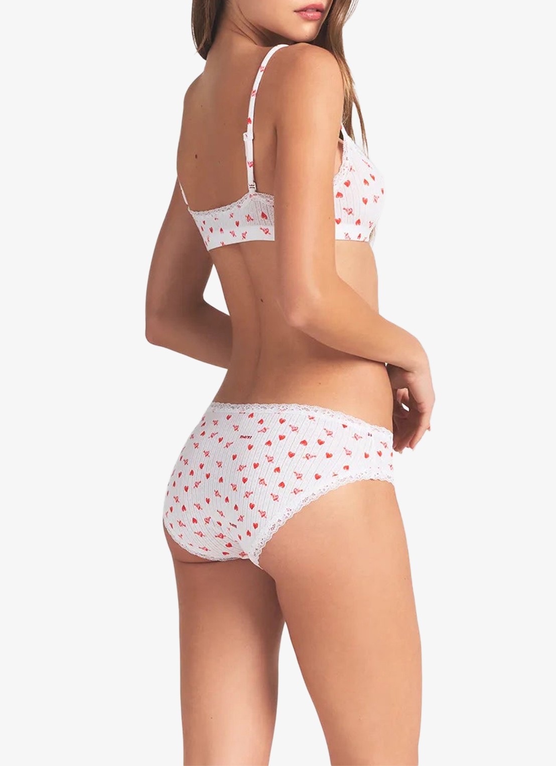 SKIMS Lightweight Cotton Pointelle slip met print en kant - achterkant snow arrowed hearts