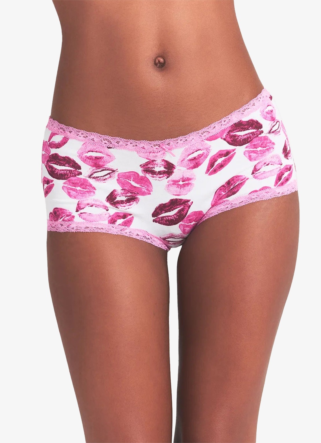 SKIMS Lightweight Cotton shorty met kant - detail 4 pink allover lipstick